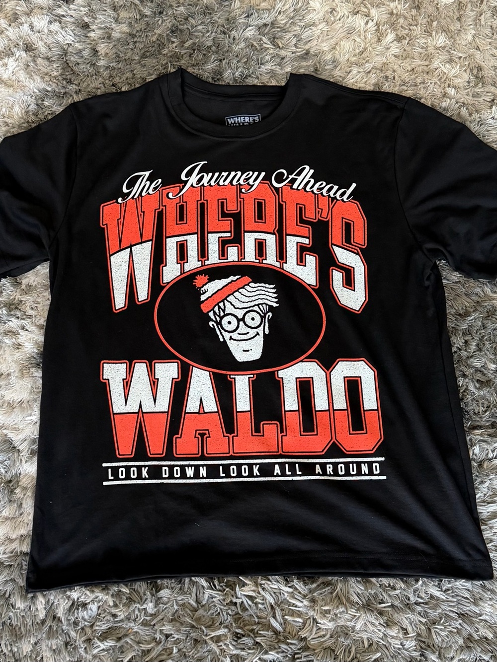 Where’s Waldo Graphic Tee Black Double Sided Print Size L